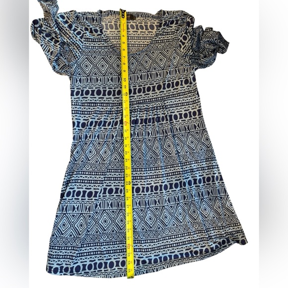 R&B Collection Blue Geometric Patterned Dress Large - Picture 4 of 8